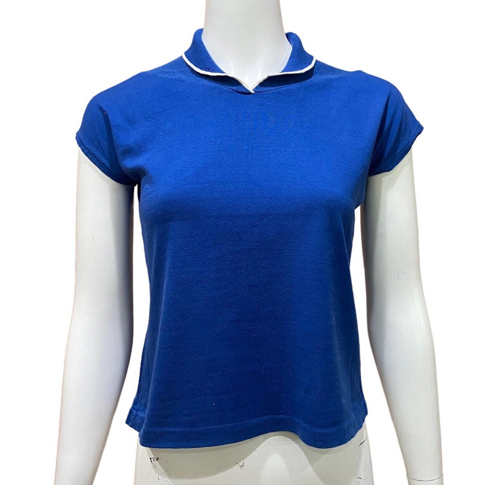 Vintage Blue Knit Top V Neck